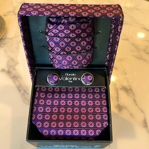 Vintage Aurelio Valentino Tie, Pocket Square and Cuff Links